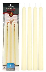 ner mitzvah white beeswax passover seder candles – 8 hour burn time – tall beeswax candles – pack of 4 bee wax taper candles