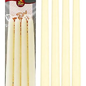 Ner Mitzvah White Beeswax Passover Seder Candles - 8 Hour Burn Time - Tall Beeswax Candles - Pack of 4 Bee Wax Taper Candles