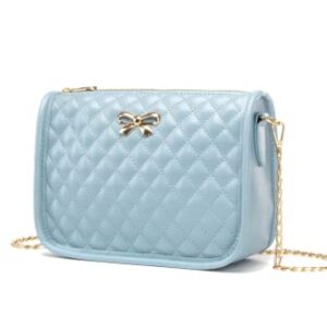 Small Crossbody Purses for Women and Teens - Cute Light Blue Shoulder Bags Quilted Leather - Womens Handbags Messenger Bag Mini Ladies Hobo Tote Bags