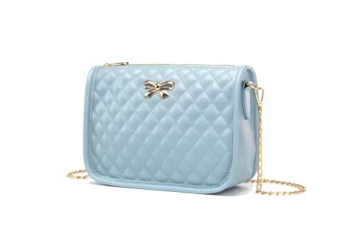 Small Crossbody Purses for Women and Teens - Cute Light Blue Shoulder Bags Quilted Leather - Womens Handbags Messenger Bag Mini Ladies Hobo Tote Bags