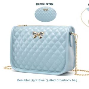 Small Crossbody Purses for Women and Teens - Cute Light Blue Shoulder Bags Quilted Leather - Womens Handbags Messenger Bag Mini Ladies Hobo Tote Bags