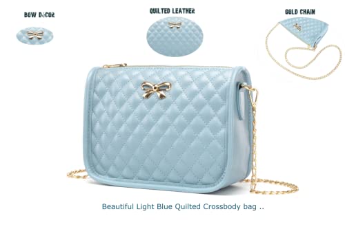 Small Crossbody Purses for Women and Teens - Cute Light Blue Shoulder Bags Quilted Leather - Womens Handbags Messenger Bag Mini Ladies Hobo Tote Bags