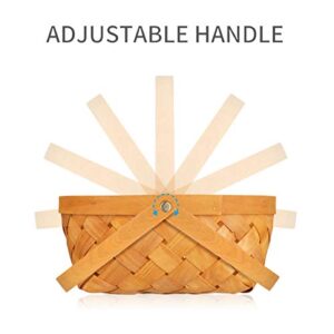 BESPORTBLE Garden Basket Portable Handmade Rattan Storage Container Storage Basket Houseware Wooden Woven Storage Basket with Handle, 27 x 22 x 11.5cm