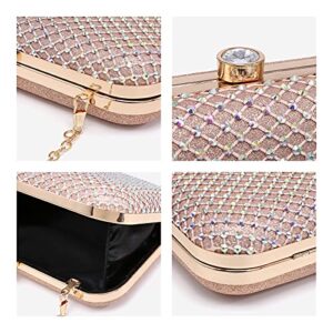 Dasein Womens Rhinestone Clutch Purse Sparkling Evening Bag with Crystal Clasp for Formal Prom Party Wedding (Pink)