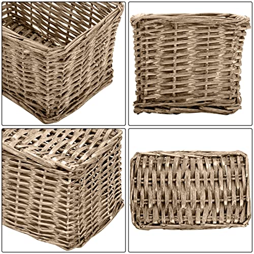 Yesland 3 Pack Handmade Wicker Storage Baskets Set, Woven Storage Shelf Organizer Nesting Baskets for Pantry Living Room Office Bedroom Shelves, Brown