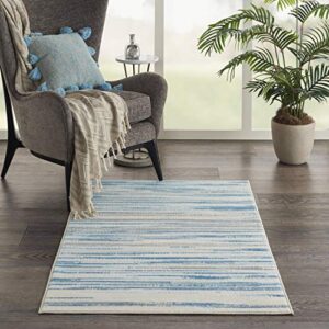 nourison jubilant abstract blue 3′ x 5′ area rug, easy -cleaning, non shedding, bed room, living room, dining room, kitchen (3×5)