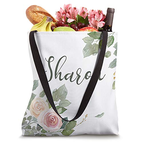 Sharon Personalized Name Watercolor floral Gift Present Tote Bag