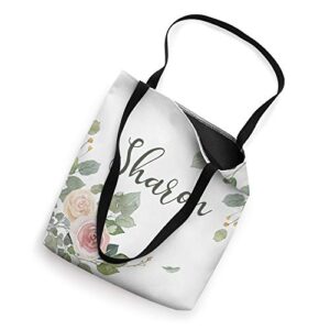 Sharon Personalized Name Watercolor floral Gift Present Tote Bag