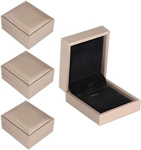 sdoot necklace pendant box, 4 pack pu leather jewelry box, gold gift boxes, earring storage case for proposal, engagement, wedding