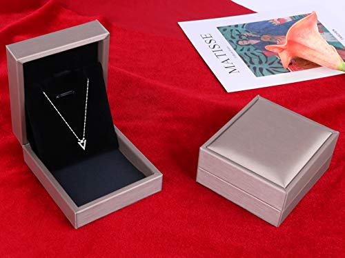 Sdoot Necklace Pendant Box, 4 Pack PU Leather Jewelry Box, Gold Gift Boxes, Earring Storage Case for Proposal, Engagement, Wedding