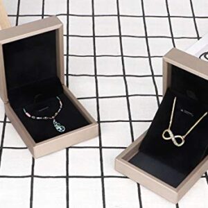 Sdoot Necklace Pendant Box, 4 Pack PU Leather Jewelry Box, Gold Gift Boxes, Earring Storage Case for Proposal, Engagement, Wedding