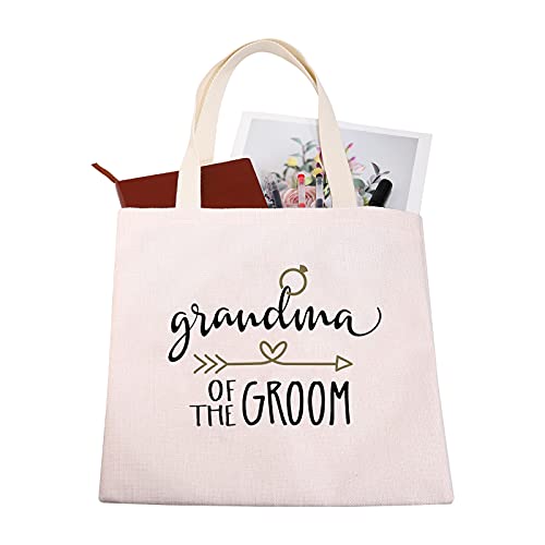 TSOTMO Grandma Grandmother Gift Groom Grandma Gift Grandma of The Groom canvas tote bags Wedding Dinner Gift  (Groom canvas)