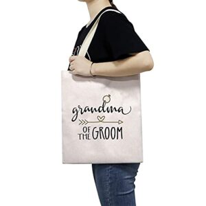 TSOTMO Grandma Grandmother Gift Groom Grandma Gift Grandma of The Groom canvas tote bags Wedding Dinner Gift  (Groom canvas)