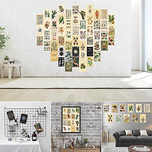 Arisaniasion Vintage Wall Collage Kit Aesthetic Pictures, 70 Set 4x6 Inch Trendy Small Poster for Dorm, Bedroom Decor for Teens Girls Boys,Dorm Room Decor