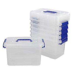 wekioger 5 quart versatile storage organizer plastic bins with lids, 6 packs