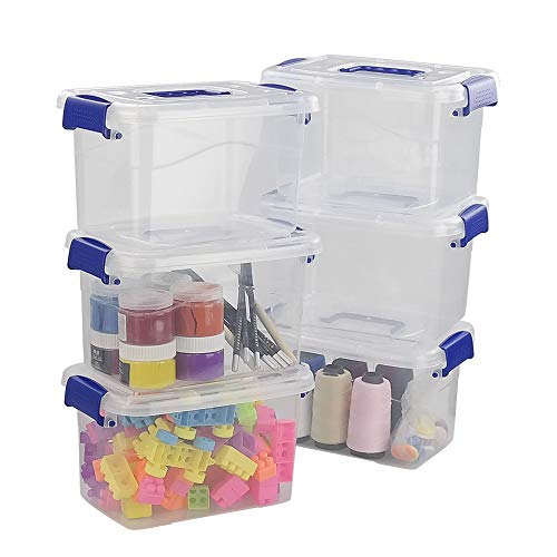 Wekioger 5 Quart Versatile Storage Organizer Plastic Bins with Lids, 6 Packs