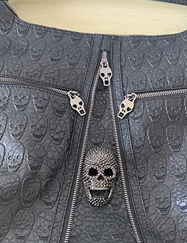 Downupdown Women Handbag Print Shoulder Bag Skull Rivet Crossbody Satchel Messenger Large Tote Purse Handbag (Black1)