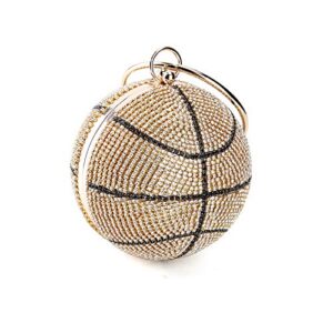 Basketball Shaped Clutch Bags Rhinestones Evening Purse Glitter Ball Handbag Glitter Street Sport Style (Gold)