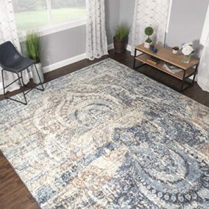 superior indoor large area rug with jute backing, soft vintage floor decor for living/dining room, kitchen, bedroom, office, entryway, moroccan aesthetic, salford collection, 10′ x 14′