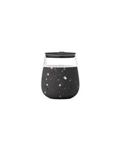 w&p porter wine cocktail glass w/protective silicone sleeve | terrazzo charcoal 15 ounces | on-the-go | reusable | portable | dishwasher safe