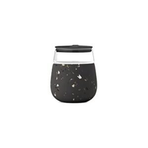 W&P Porter Wine Cocktail Glass w/Protective Silicone Sleeve | Terrazzo Charcoal 15 Ounces | On-the-Go | Reusable | Portable | Dishwasher Safe