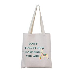 tsotmo llama gift never forget how llamazing you are novelty gift alpaca canvas tote bags for women girls canvas tote bags gifts animal lover gift (llamaz canvas)