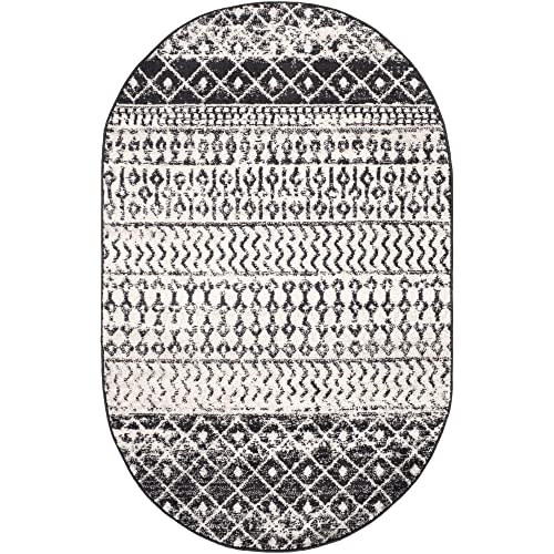 Artistic Weavers Chester Boho Moroccan Area Rug,6'7" x 9' Oval,Black