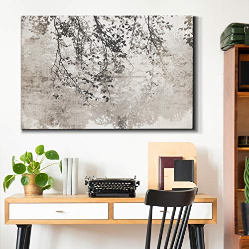 WEXFORD HOME Landscape Canvas Wall Art Abstract Floral Forest Modern Pictures Artwork Decoration for Living Room Kitchen Bathroom Office, Ready to Hang, taupe soft reflection, 32x48