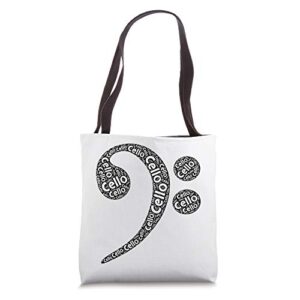 art words cello bass clef music lovers tote bag
