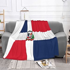dominican republic flag blanket,retro red and blue flags throw blankets fleece plush ultra soft cozy luxury fuzzy warm blanket for bed couch chair sofa office decor 50″x40″