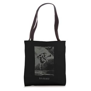 occult russian witch baba jaga slavic horror goth vintage tote bag