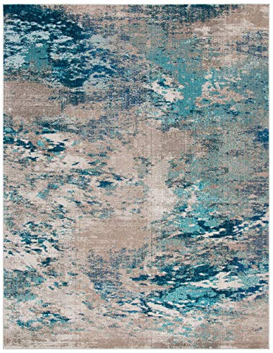 SAFAVIEH Madison Collection 10' x 14' Blue/Grey MAD440M Modern Boho Abstract Non-Shedding Living Room Bedroom Dining Home Office Area Rug