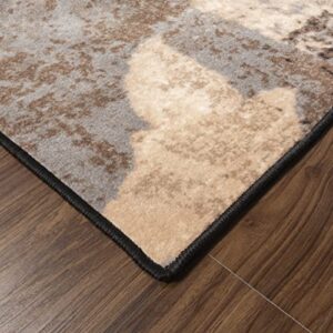 SUPERIOR Pastiche Floral Patchwork Non-Slip Indoor Washable Area Rug, 10' x 14', Brown