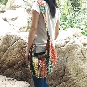 jinghuiyue Bohemian Hippie Crossbody Bag Purse Zip Hobo Sling Bag Handmade Thai Top Messenger Bags (256-511)