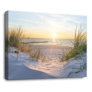 beach wall decor bathroom decor wall art canvas wall art, ocean decor coastal decor wall art for bedroom living room painting picture modern artwork wood framed wall art easy to hang size 12x16inches