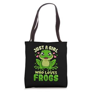 frog just a girl who loves frogs funny frog lover gift tote bag