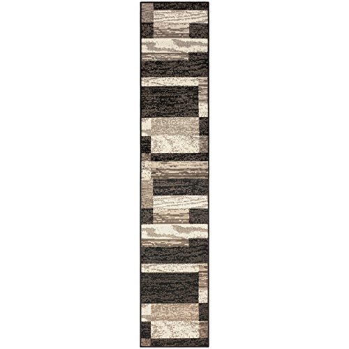 SUPERIOR Indoor Runner Area Rug with Non-Slip Backing for Bedroom, Dorm, Living Room, Entryway, Perfect for Hardwood Floors - Rockwood Modern Geometric Design, 2'7" X 6', Chocolate