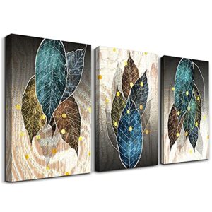 abstract canvas wall art for living room family wall decor for bedroom kitchen artwork abstract leaves canvas prints painting modern office wall pictures bathroom home decorations 12″ x 16″ 3 pieces