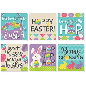 big dot of happiness hippity hoppity – funny easter bunny party decorations – drink coasters – set of 6