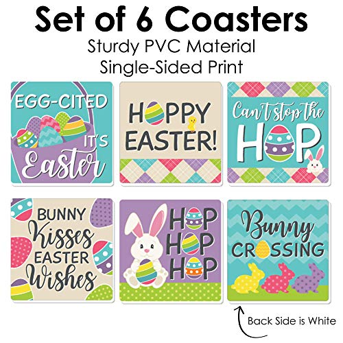 Big Dot of Happiness Hippity Hoppity - Funny Easter Bunny Party Decorations - Drink Coasters - Set of 6