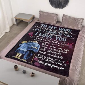 UFOORO Mother Day Birthday Gifts for Wife-Wife Mother Day Birthday Gifts,Wife Blanket,Wife Gifts from Husband,Valentines Day Gifts for Wife 55"x70"