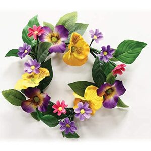 a cheerful giver small wreath candle ring – pansies artificial floral decor for candles – centerpieces & home accents