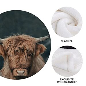 Highland Cow Sherpa Blanket,Natural Western Wildlife Animal Cow Cattle Pattern Landscape All Season Warm Lightweight Cozy Plush Bed Blankets for Bedroom Living Room Sofa Couch 50 x 40 Inches