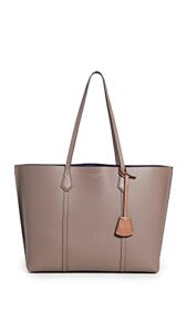 tory burch women’s perry triple compartment tote, clam shell, grey, one size