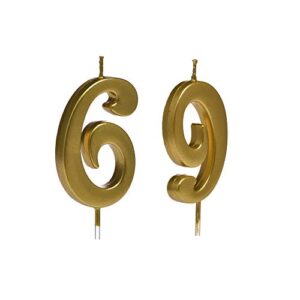 mmjj gold 69th birthday candles, number 69 cake topper for birthday decorations