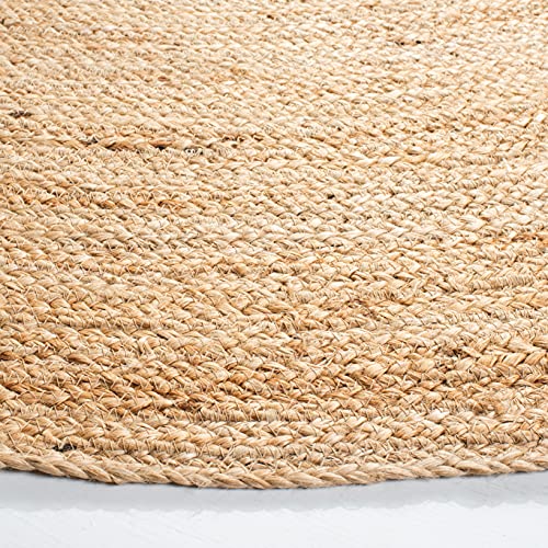 SAFAVIEH Natural Fiber Round Collection 9' Round Natural NFB310A Handmade Boho Braided Jute Area Rug