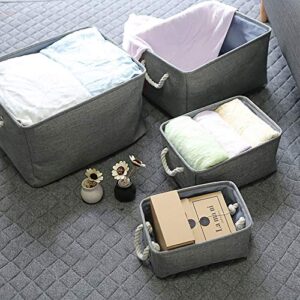 Storage Bins Drawstring Closure, Large Foldable Fabric Storage Basket with Handles, Grey (40*30*21cm)