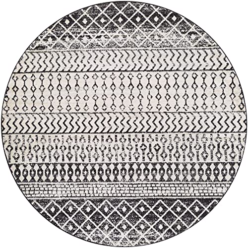 Artistic Weavers Chester Boho Moroccan Area Rug,7'10" Round,Black