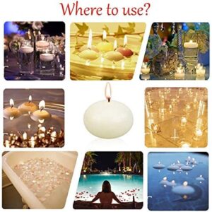 YIIA 10 Hour Burning White Unscented Classic 3" Floating Candles for Weddings, Parties, Special Occasions and Home Decorations (Set of 36)