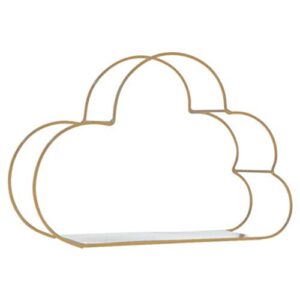 shmei cloud shape wrought iron wall shelf,wall-mounted display storage shelf home organizer holder rack home decor (gold)